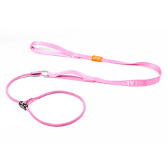 HOWGO dog slip lead pink 5ft front view shows traffic handle for quick safety restraint.