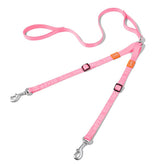 HowGo double dog leash shows 360° swivel for tangle-free walks