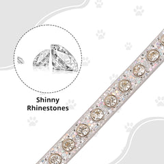 HOWWFALY pet bling collar medium silver on dog conveys charm and easy daily styling