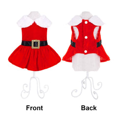 hoyuwak dog christmas dress santa red velvet back view shows festive silhouette for holiday parties.