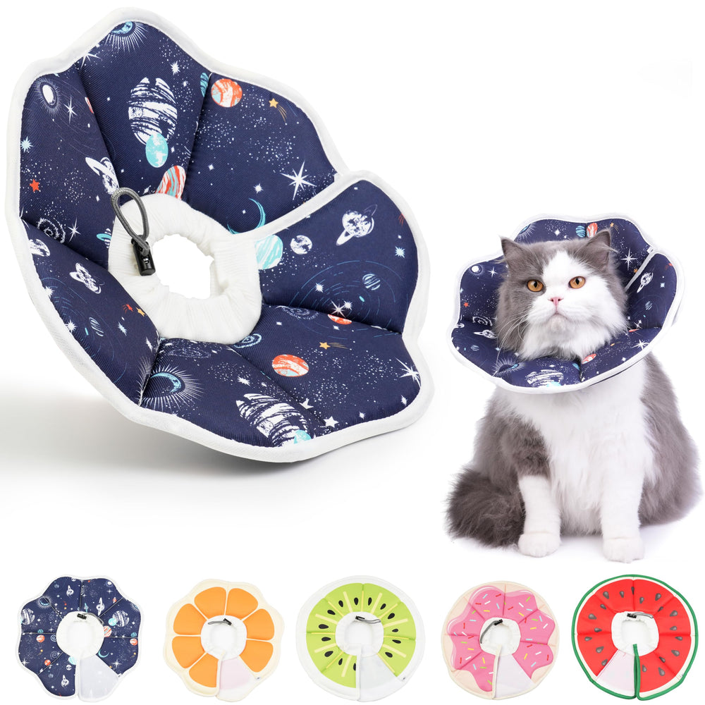 Hpetppy cat cone soft-neckband on a cat, reduces licking for recovery