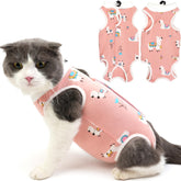 Hpetppy cat recovery suit front view demonstrates safe post-surgery wear