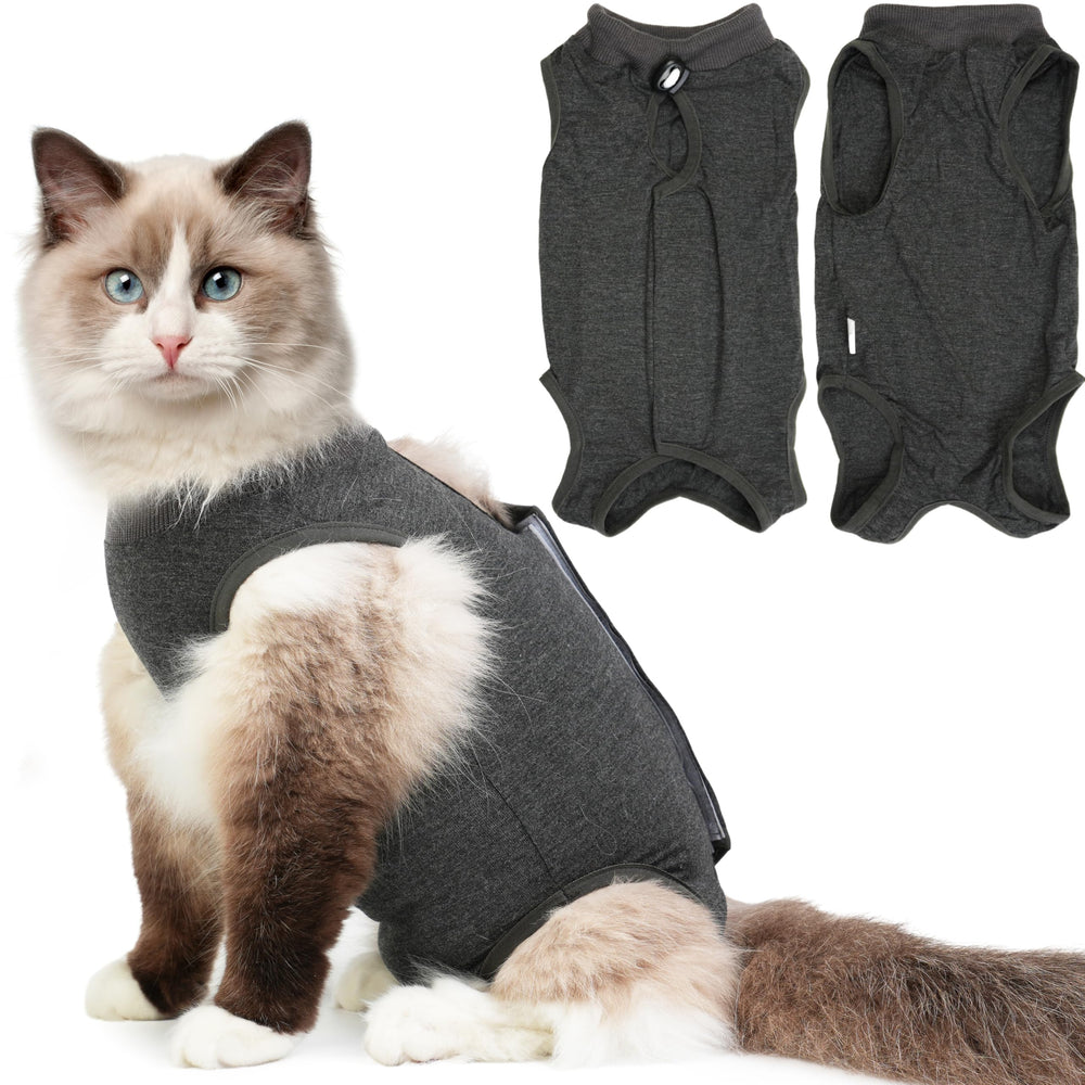 Hpetppy cat recovery suit surgery-wounds protects post-op area while keeping your cat calm and comfortable.