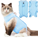 Hpetppy Recovery Suit in blue worn on a cat after surgery offers comfort and wound protection.