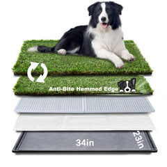 HQ4US 4LEGS grass pad close-up highlighting hemmed edge for durability and easy cleaning.