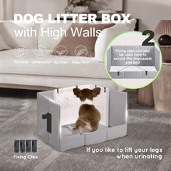 HQ4US 4LEGS indoor puppy potty with high walls reduces splash and mess.