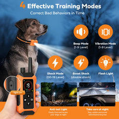 HRRVEE shock collar remote closeup showing adjustable stimulation levels.