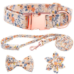 HSIGIO dog collar with orange floral bow for comfortable daily wear.