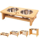 HTB elevated dog bowls stand front view for comfortable feeding posture.