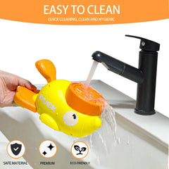 HUAYUANDA Duck Feeder dispenser action—press tail to release small portions.