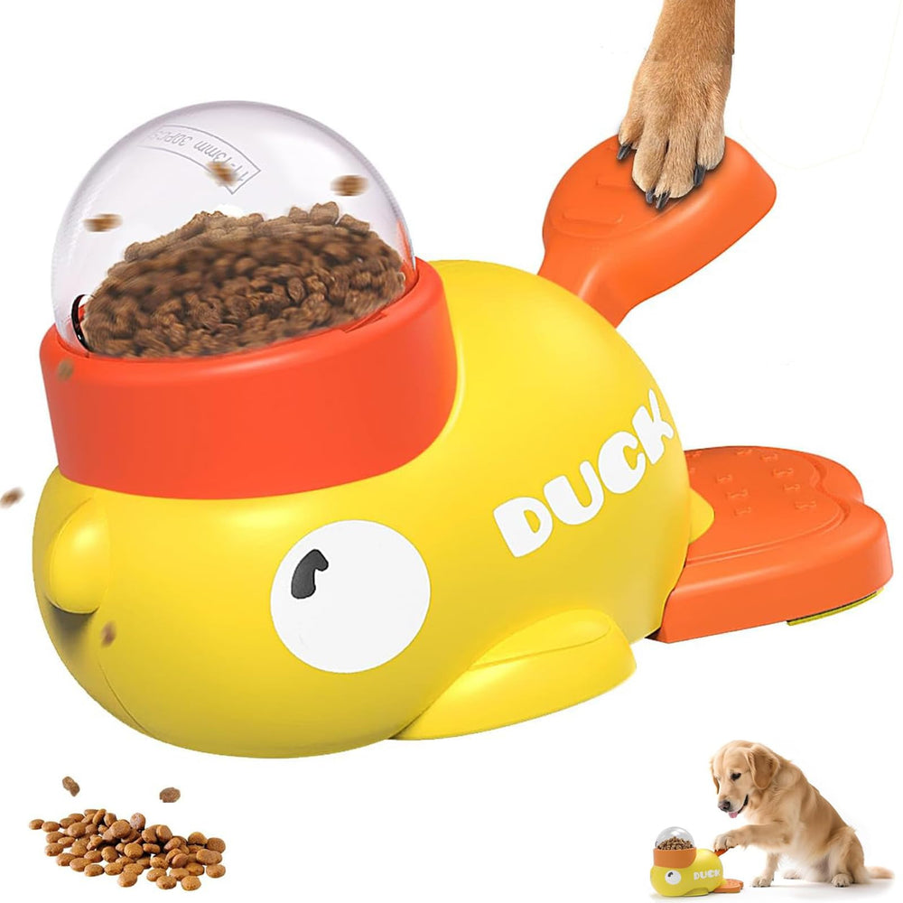 HUAYUANDA Duck Dog Feeder front view—slow-release treats for mindful meals.