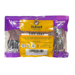 Hubert Premium Duck Jerky closeup bites, a tasty training reward for recall.