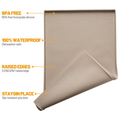 Hubulk dog feeding mat edge detail highlights 0.5-inch lip containment