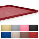 Hubulk dog feeding mat red with raised edge prevents spills.