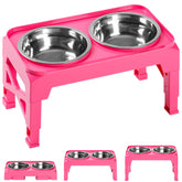 Hubulk elevated dog bowls stand with no-spill edge keeps feeding area tidy.