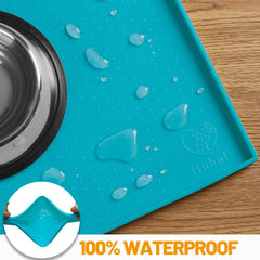 Hubulk nonslip-pet-mat keeps bowls steady during meals.