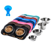 Hubulk Pet Bowls with stainless-steel bowls and no-spill mat keep feeding tidy.