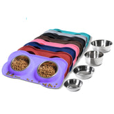 Hubulk tazones para perro de acero inoxidable, conjunto doble para comida y agua