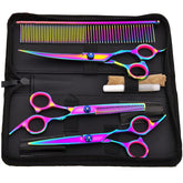 Hucholite professional barber kit curved 7-inch scissor with sharp edge for precise pet grooming.