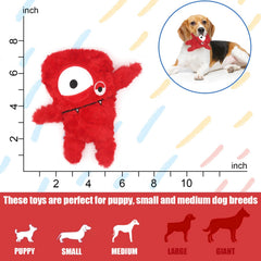 HUGEME plush dog toy red squeaker image highlights sensation and entertainment during chewing.
