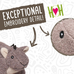 HuggleHounds Feller Squirrel squeaker close-up highlighting interactive play and engagement