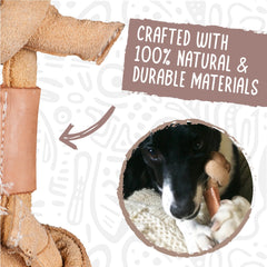 HuggleHounds Huggle-Hide Knotted Bone in action, dog chewing with natural materials