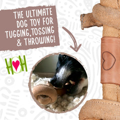 HuggleHounds Huggle-Hide Knotted Bone rope-core detail highlights cotton hemp core for lasting play