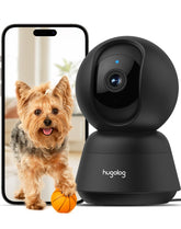 Hugolog 3K 5MP indoor pan-tilt camera enables precise baby and pet monitoring.