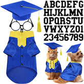 Huhumy graduation gown blue-yellow for pets, comfortable party-wear