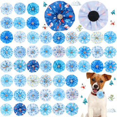 Huhumy winter dog bow blue snowflake attachment adds festive collar charm for holiday photos