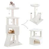 HUITREE 45in cat tree corner-base beige boosts space efficiency and play area.
