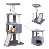 HUITREE 45in cat tree corner design demonstrates space-saving setup for small apartments.
