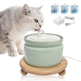 Hululu ceramic cat water fountain shows 1L capacity to boost hydration.