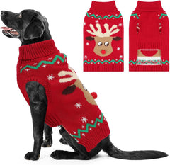 HUMLANJ Christmas dog sweater leash-hole closeup for easy winter walks