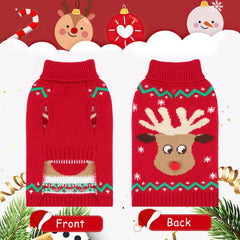 HUMLANJ Christmas dog turtleneck reindeer-pattern enhances festive charm for photos and walks.