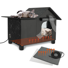 HUMLANJ elevated heated cat house exterior, rugged outdoor shelter for cold-weather cats