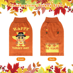 HUMLANJ Thanksgiving Turkey Sweater back view with leash hole for easy walks