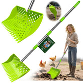 HUMUMU 12-inch 2-in-1 scooper in use for quick coop cleanup
