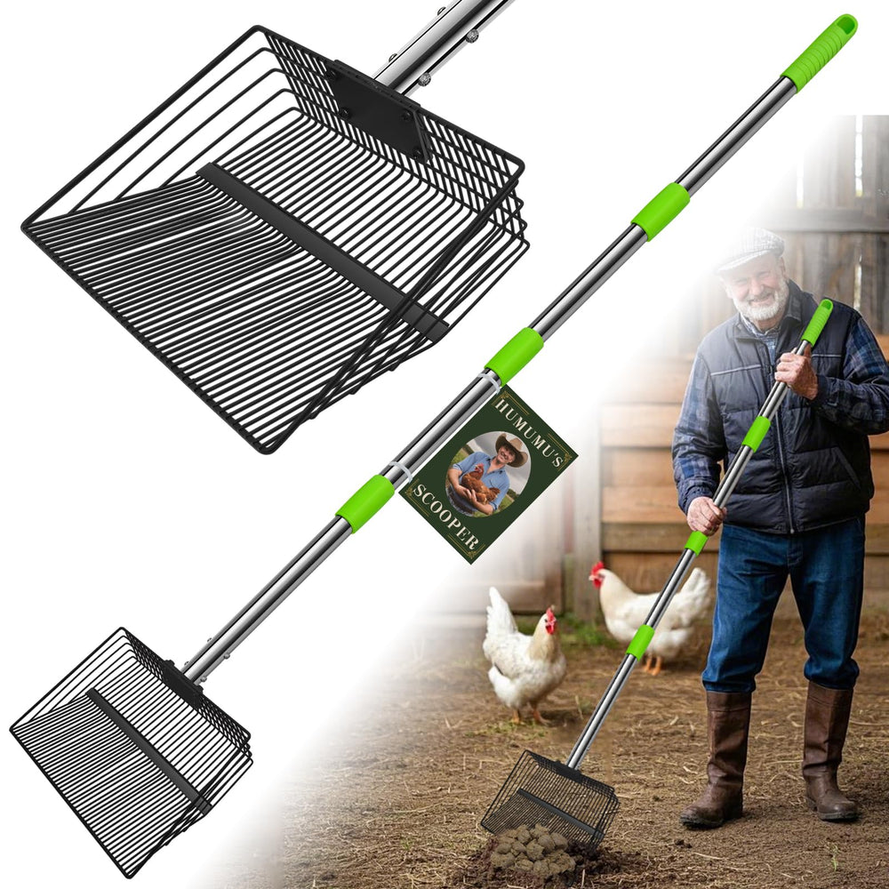HUMUMU poop-scooper 12inch wide-scoop enables fast coop cleaning.
