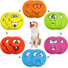 Hungdao squeaky dog ball with smile face for interactive play and retrieval.