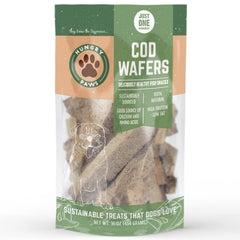 Dog happily enjoys Hungry Paws Cod Wafer as a tasty reward.