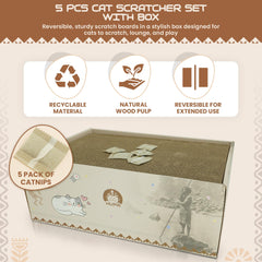 HUPA catnip-included scratchers pack attracts cats for healthy play and stress-relief.