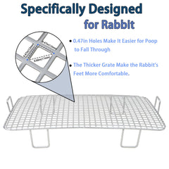 huqizoo rabbit litter box grid detail showing 12mm thickened steel for paw comfort.