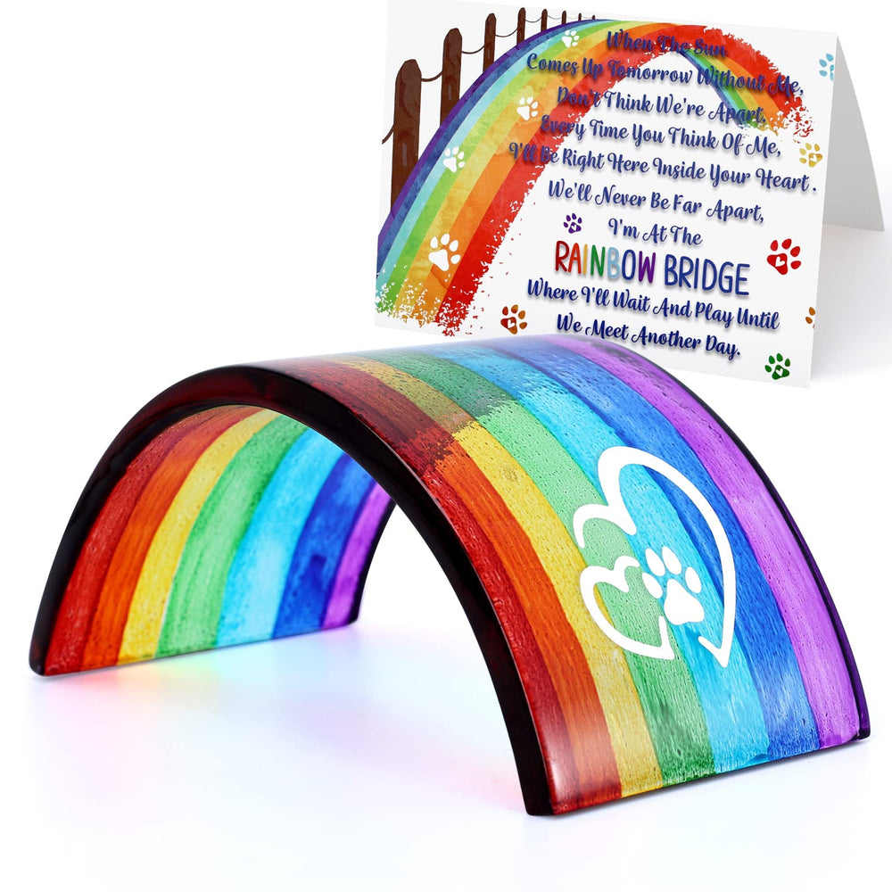 Huray Rayho Rainbow Bridge 3D Suncatcher glows in sunlight for pet memorial display