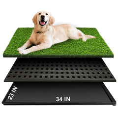 HURENTEK dog grass pad tray offers a large surface for quick indoor potty.