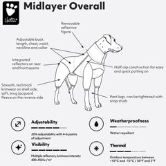 Hurtta Midlayer Dog Overall back view shows reflective details for safer night strolls