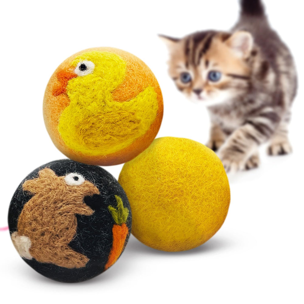 Hustle & Blush Love Ewe duck felted toy for cats promotes active play