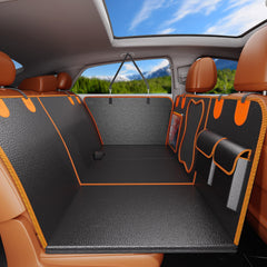 HUUKE dog car seat cover back seat hard bottom shows sturdy support for large dogs on trips