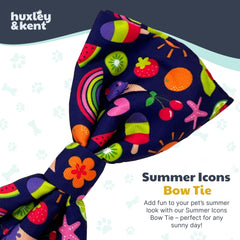 Huxley & Kent pet bow tie closeup shows lightweight polyester for comfortable everyday wear.