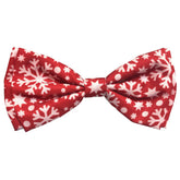 Huxley & Kent Snowflake Extra-Large bow tie attached to a collar for holiday photos.